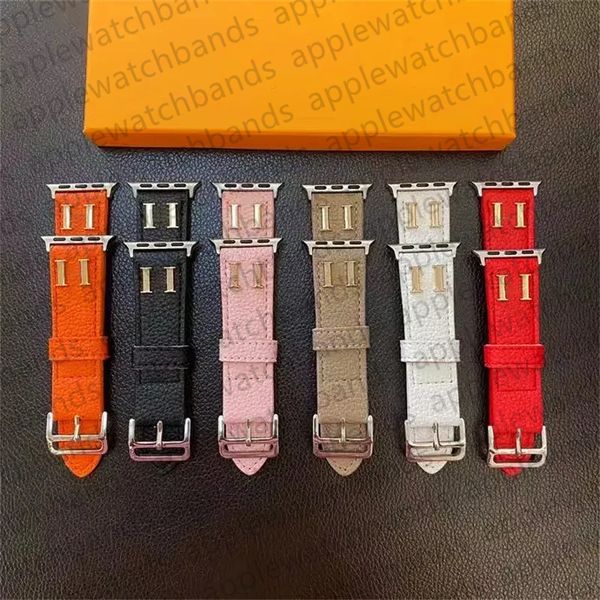 Designer Apple Watch Band cinturini iwatch per apple watch cinturino ultra serie 9 8 3 4 5 6 7 38mm 42mm 42mm 44mm 49mm Cinturini intelligenti in pelle di caviale di lusso con lettera in metallo