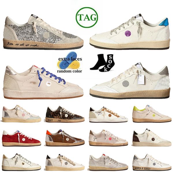 Mulheres Mens Ball Star Handmade Camurça Couro Baixo Designer Sapatos Casuais Atacado Gold Glitter Moafers Vintage Prata Itália Marca Plataforma Treinadores de Basquete