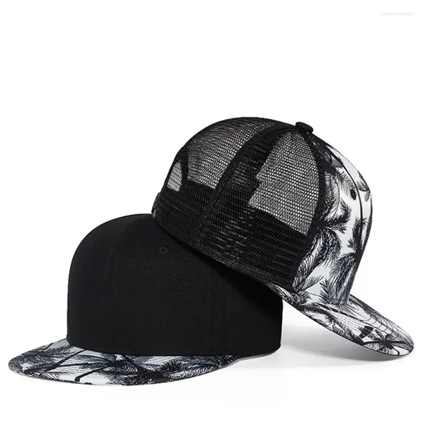 Ball Caps Digital Gedruckt Hip-Hop Hut Männer Mesh Baseball Flache Krempe Trucker Hüte 5 Panels Baum Polyester