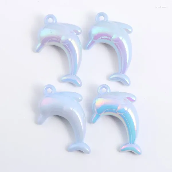 Charms 10 Stück Acryl Blauer Delphin Niedlicher Ozean Tier Meer Anhänger zur Herstellung handgefertigter DIY-Schmuckzubehör-Halskette
