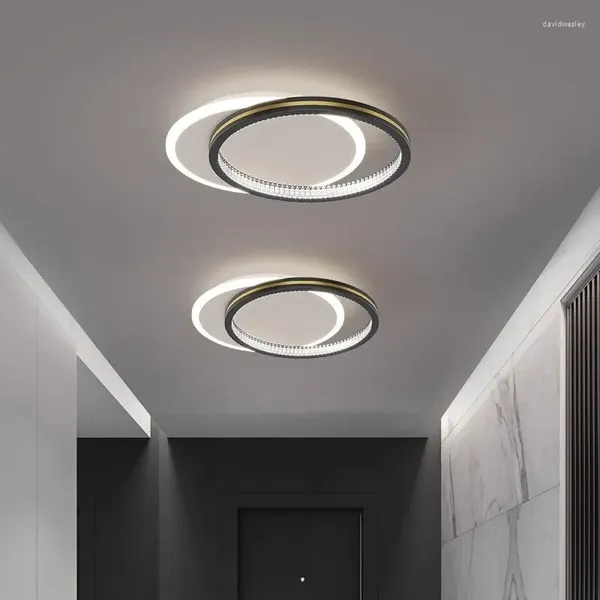 Luzes de teto LED modernas para entrada de casa luminárias internas com abajur de cristal redondo quadrado luminaria