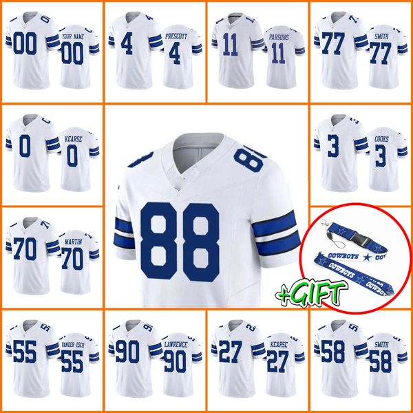 Maglie da calcio personalizzate Dallas''Cowboys''Men 4 Dak Prescott 11 Micah Parsons 88 CeeDee Lamb 90 Demarcus Lawrence 7 Trevon Diggs Maglia da donna bianca Vapor Limited