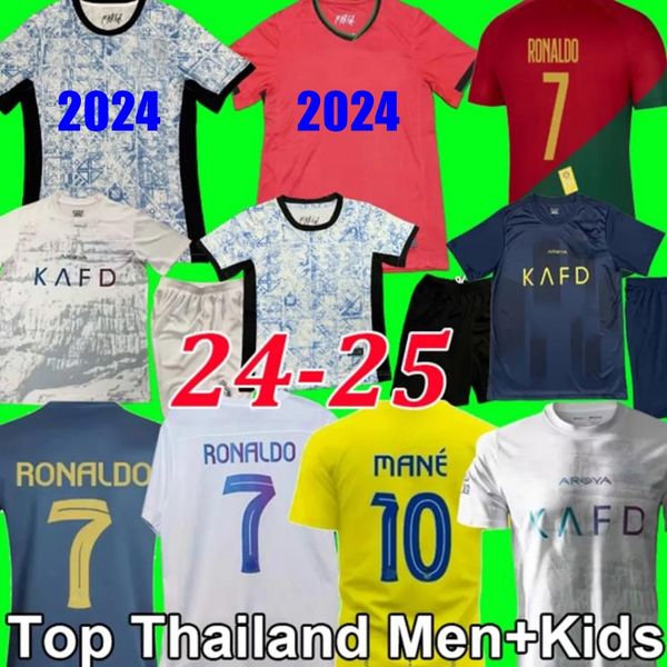 Новые футбольные майки Португалии CR7 24/25 Cronaldo FELIX PEPE BERMARDO B.FERNANDES Camisa De Futebol J.MOUTINHO, футбольная рубашка, мужской детский комплект Al Nassr