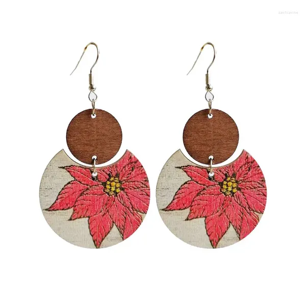 Baumelnde Ohrringe, böhmische Tierblumen, Schnee, Holztropfen, für Frauen, Vintage, geometrischer Schmuck, Weihnachtsgeschenk