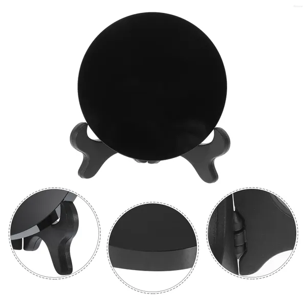 Estatuetas decorativas círculo preto espelhos scrying decoração para casa mesa central decorações mesa ardósia placas estéticas