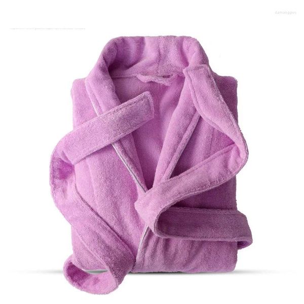 Mulheres sleepwear turn down colarinho roupão de algodão senhoras outono terry robe manga longa absorver água homewear toalha para feminino