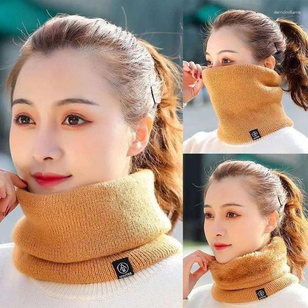 Laços de inverno de pelúcia silenciador de lã tricô pescoço capa moda cor sólida homens mulheres cachecol à prova de frio ao ar livre quente ciclismo neckerchief