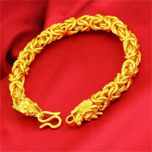 Braccialetti 2021 Vietnam Shajin Bracciale con ciondoli da uomo Oro 24K Oro 999 Bracciale in oro genuino Catena per orologio da uomo alla moda da molto tempo