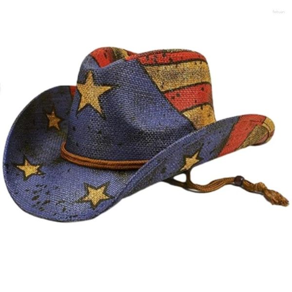 Berretti Cappello Panama Vacanza Cowboy Regalo per il Giorno dell'Indipendenza per adulti Ragazza Ragazzi Cowgirl Carnevale Julycostume