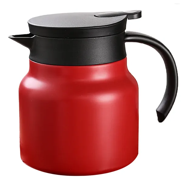 Wasserflaschen, isolierte Teekanne, Kaffeekanne in 3 Farben, Schwarz, Weiß, Rot, auslaufsicherer Topf mit V-Auslauf für Tee, Milch, Getränke