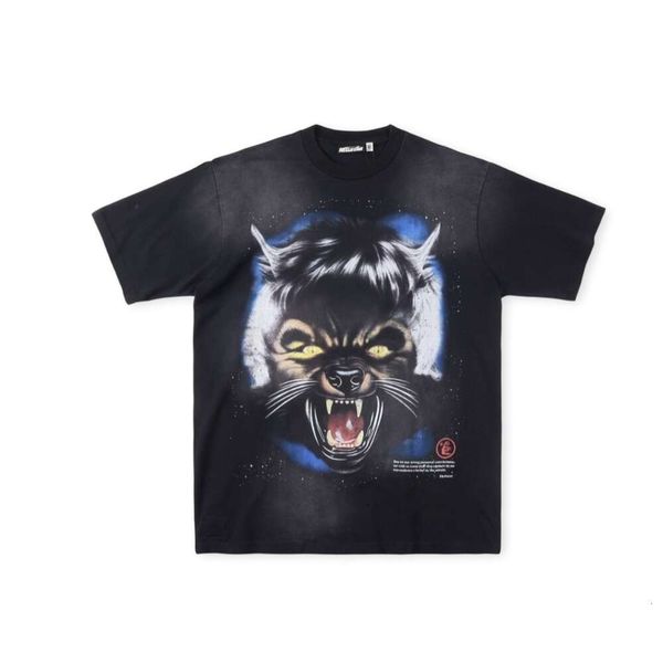 Hellstar Erkekler T-Shirt 2024 Tasarımcı Stüdyoları Dolunay Tee Kurt Kafası Dolunay Baskı Kısa Moda Hip Hop T-Shirt