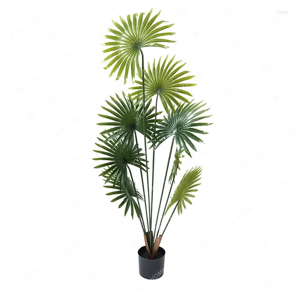 Fiori decorativi Simulazione Pianta Cinese Fan Palm Bionic Vaso finto Verde Decorazione Interni Soggiorno