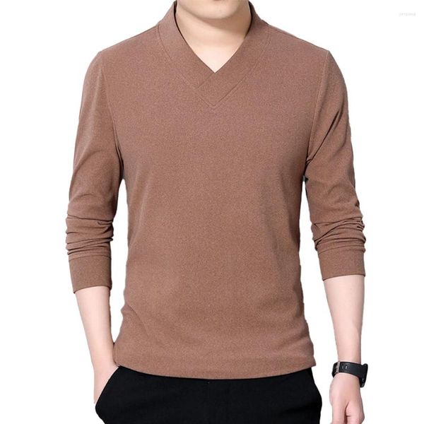 Maglioni da uomo T-shirt a maniche lunghe con scollo a V Tinta unita Autunno Inverno Pullover Felpa Casual Sport Uomo Top Canottiera