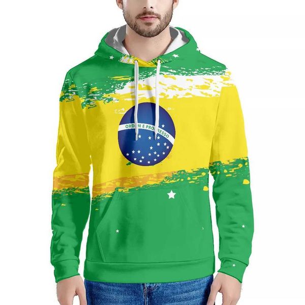 Suéter masculino com capuz e bandeira da Copa do Mundo de futebol do Brasil