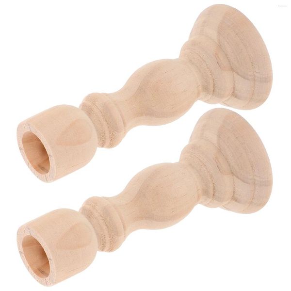 Mum Tutucular 2 PCS Candlestick Çay Işıkları Mini Ahşap El Sanatları Tealight Ahşap Stand Taper