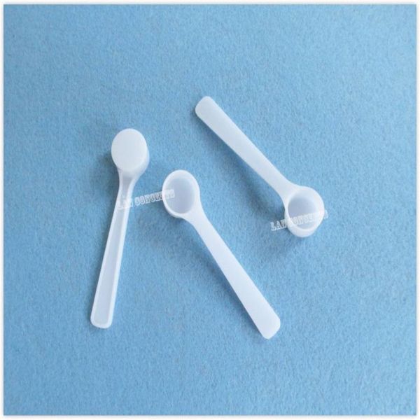 0,5g grama 1ML Colher de plástico PP Colher ferramenta de medição para leite médico líquido em pó - 200 peças / lote OP1002205u