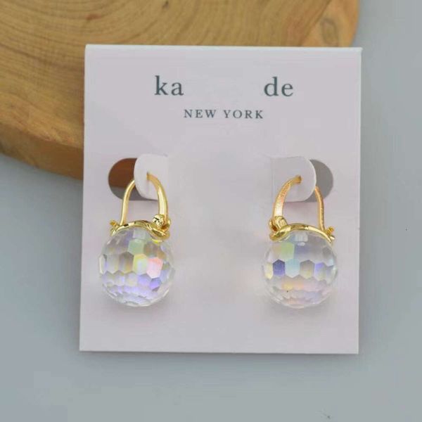 Designer Kate Spad Jóias Brincos Ks Rainbow Zircon Cristal Lâmpada Brincos Earhooks Brincos Latão Galvanizado S925 Ganchos de Orelha de Prata