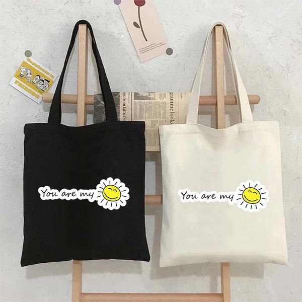 Abendtaschen You Are My Sun Shopper Bag Inschriften Schriftzug Zitat Tote Women Shopping Große wiederverwendbare Handtaschen
