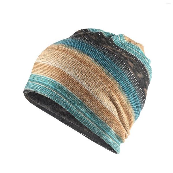 Berretti Uomo Donna Turbante Morbido Elastico Sci Copricapo A Righe Sport All'aria Aperta Regalo Inverno Caldo Slouch Beanie Cappello Moda Chemio Casual