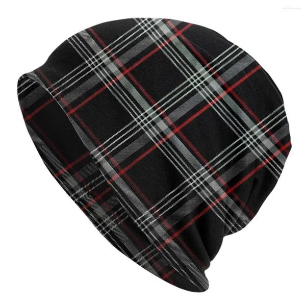 Berets Recaros Black Tartan Scotch Plaid Caps Hip Hop Winter Outdoor Skullies Beanies Hut Frühling Warme Dual-use-Motorhaube Stricken Hüte