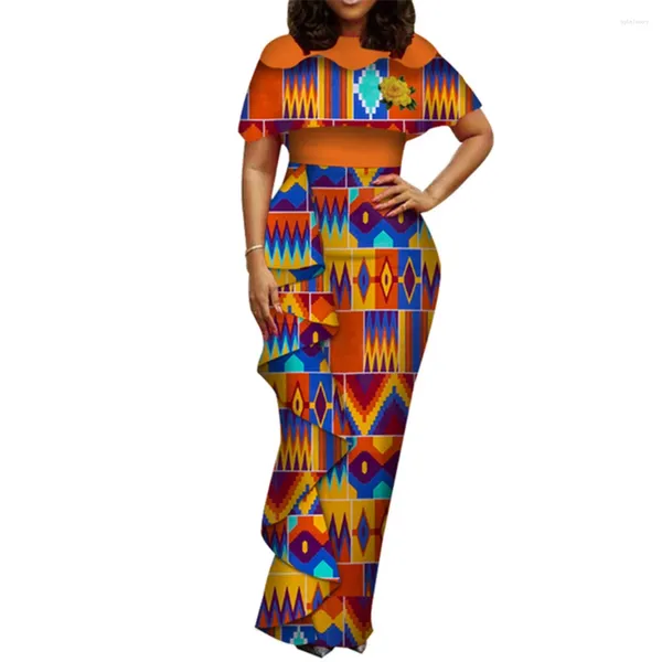 Abbigliamento etnico Abiti africani per eventi speciali Bazin Riche Style Femme Bodycon Lady Print Wax Plus Size Party Vestido da sposa lungo