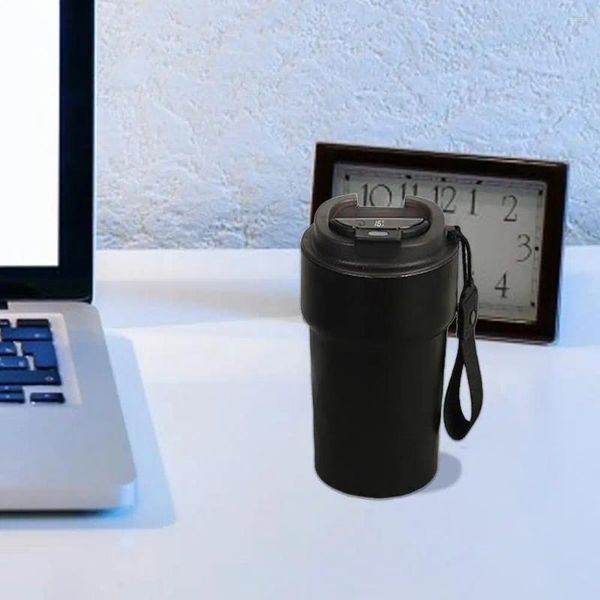 Caneca de café reutilizável ecológica, garrafas de água, viagem com uma mão, portátil, aço inoxidável isolado