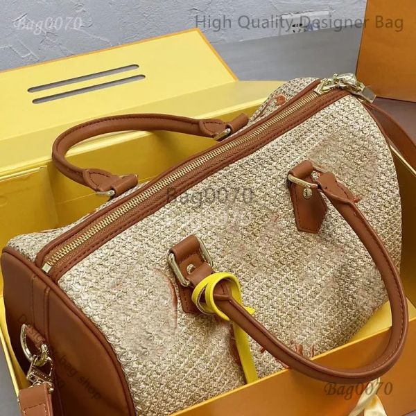 Designer-Tasche Einkaufstasche Stroh Frauen Handtasche Umhängetaschen Echtes Leder Patchwork Farbe Gestickter Buchstabe Alte Blume Reißverschluss Geldbörsen Große Kapazität A5464