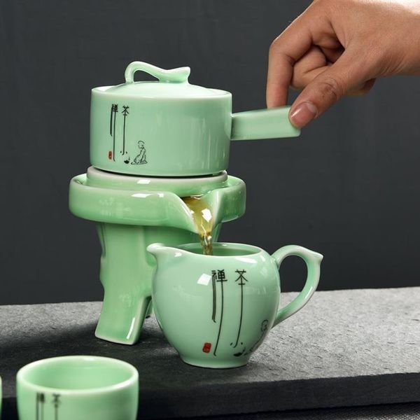 China Kung Fu Tee-Set 6 Tassen Fair Tasse Drehen Wasser Teekanne Keramik Teekanne Tasse Chinesischen stil teaset geschenk Kaffee Tee Sets332v