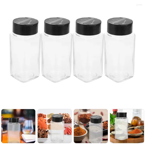 Conjuntos de louça 4 pcs vidro transparente pimenta shakers portáteis pequenos frascos de tempero cozinha recipientes de especiarias