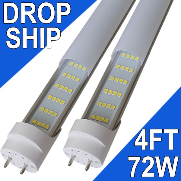 NO-RF RM Driver T8 LED 4FT Tube Light Bulbs 4 Reihen Ballast Bypass Fluorescent Replacement, 6500K 72W, Milky Cover Dual-end Powered Ballast Bypas Barn usastock