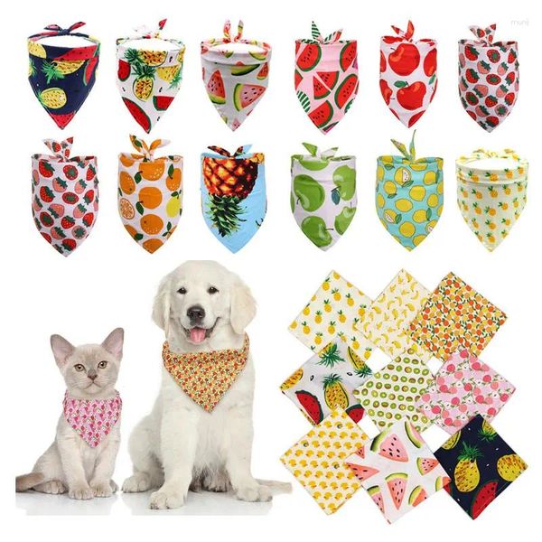 Cão vestuário frutas algodão animal de estimação bandana grande cachecol acessórios bandagem triangular bonito verão para teddy pequeno médio cães suprimentos