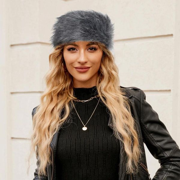 Visiere Fascia per capelli da donna giovane finta H con paraorecchie invernale elastico Cappello Fedora leopardato per donna piccola