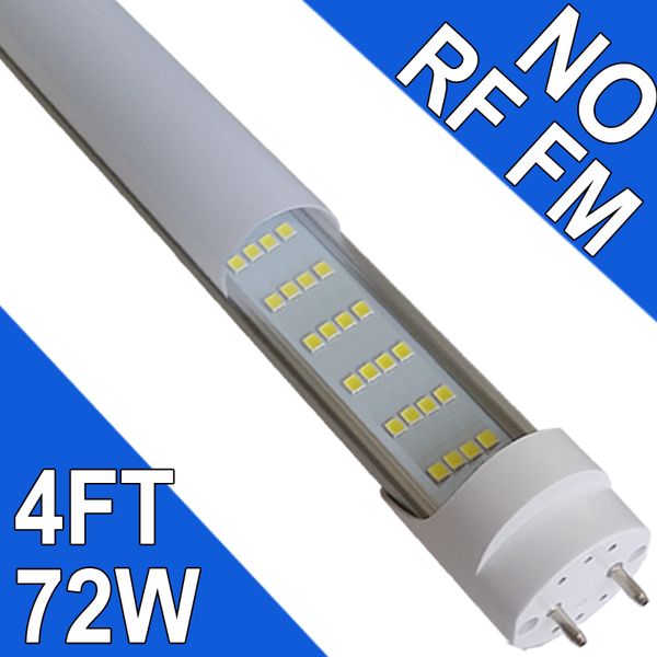 Luzes de tubo LED 4FT, lâmpadas LED T8 desvio de reator de 4 pés, tubo de luz tipo B de luz diurna de 72W 7200Lumen 6500K, substituição de fluorescentes T8, extremidade dupla, base G13 de 2 pinos usastock