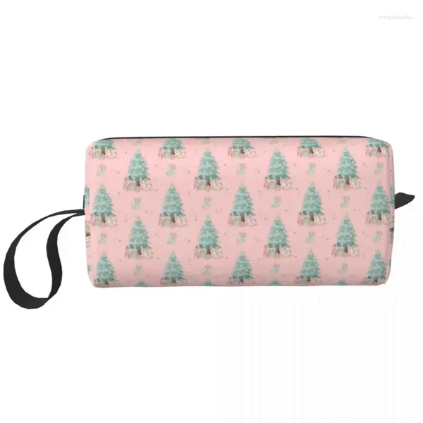 Sacos cosméticos elegante quebra-nozes árvores de natal com doces rosa saco de viagem organizador de maquiagem de higiene pessoal senhoras beleza armazenamento dopp kit