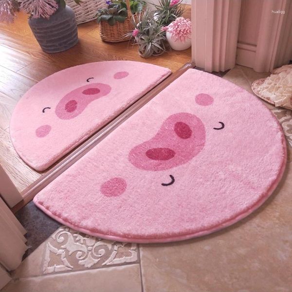 Tappeti Kawaii Tappetino Peluche Porta Anime Tappeto Ragazza Tappeto Camera da letto Carino Rosa Divertente a forma di ventaglio Assorbente Semicerchio Casa