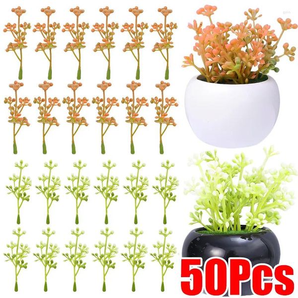 Flores decorativas 50/10 pçs simulação folha de samambaia flor artificial grama parede verde plantas aquáticas para diy scrapbooking casamento natal casa