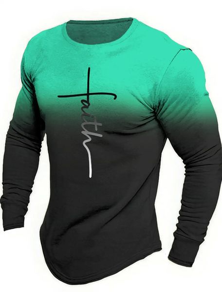 Gestreiftes Grafik-Herren-Langarm-T-Shirt für Männer Kleidung Casual Tops T-Shirt Mode Harajuku 3D-Volldruck Streetwear 240119