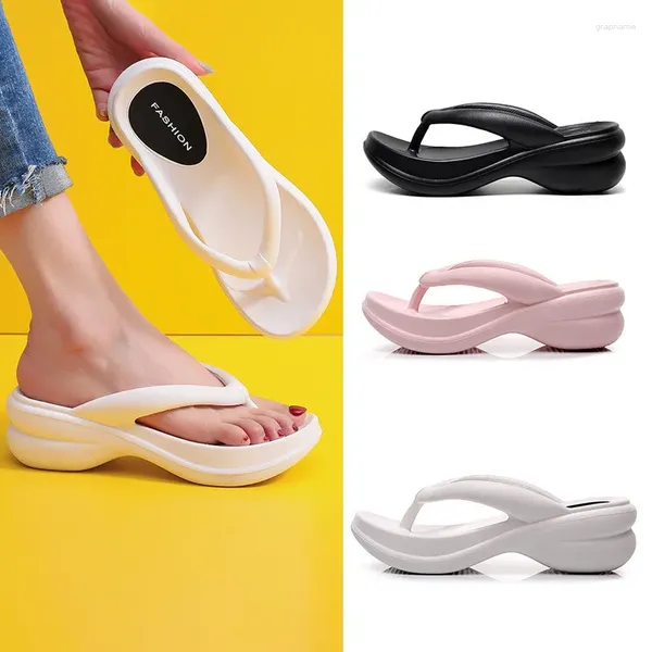 Terlik 6cm Kadın Yüksek Topuklu Yaz Moda Flip Flops Kadın Açık Klip Platform Kama Sandalet Plaj Slaytları Deniz Ayakkabıları