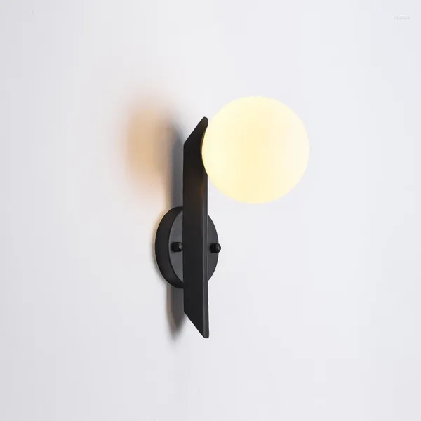 Lâmpada de parede personalidade cabeceira nórdico pós-moderno ferro forjado fogão verniz bola luz para corredor sala estar quarto e27