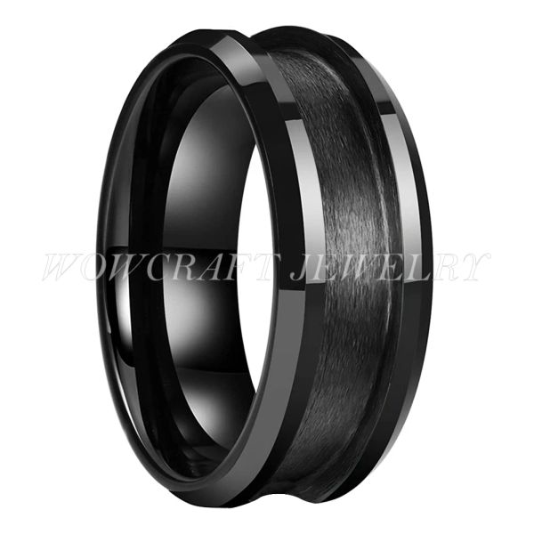 Bänder 8mm Großhandel schwarz Blue Gunmetal Tungsten Carbid Ring Leere für Inlay Dropshipping Ehering Band Metal 4mm Kanal Konkave Konkave