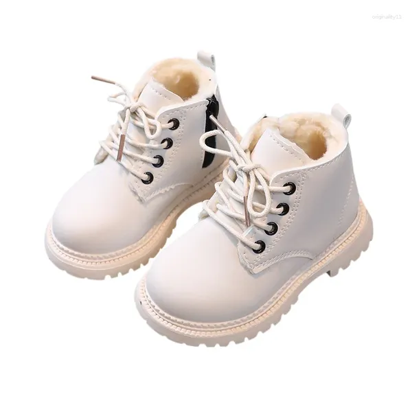 Bot erkek ve kızlar İngiliz tarzı yan fermuarlı çocukların kış yastıklı sıcak kaymaz 2-10 yaşında ayakkabılar