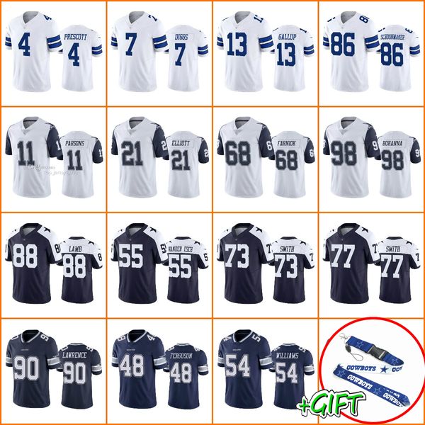 Maglie da calcio personalizzate Dallas''Cowboys'' Uomo 7 Trevon Diggs 11 Micah Parsons 88 CeeDee Lamb 90 Demarcus Lawrence 4 Dak Prescott Donna Youth Navy Vapor Limited Jersey