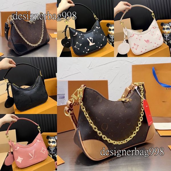 Bolsa de designer de alta qualidade Bolsa feminina crossbody elegante luxo croissant clássico flores antigas revestida de lona bolsa de corrente de couro bolsa de axilas bolsa crossbody