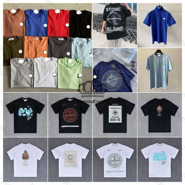 Летняя мужская дизайнерская футболка Stone-Islandness, свободные футболки, топы, мужская рубашка, уличная одежда, шорты с рукавами, футболка с каменным принтом, одежда