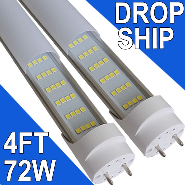 LED-T8-Leuchtstoffröhre, 1,2 m, Dual-End-betriebener Vorschaltgerät-Bypass, 7200 Lumen, 72 W (entspricht 150 W Leuchtstoffröhre), milchige Abdeckung, AC85–265 V, Beleuchtungsröhren, Befestigungen, USAstock