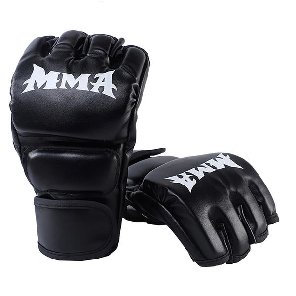 1 par grosso luvas de boxe mma meio dedo saco de boxe kickboxing muay thai luvas profissional equipamento de treinamento de boxe 240125