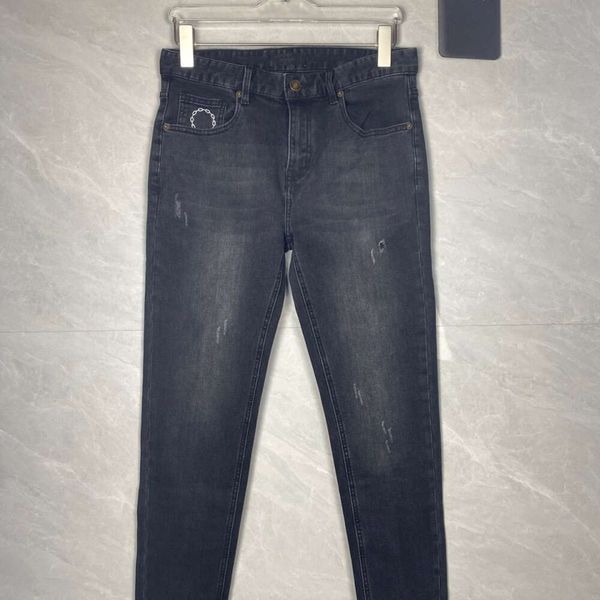 Moda Homens Jeans Designer Mens Womens Chain Letters Bordados Gráficos Cor Sólida Calças Simples Casual Solto Fino Calça Reta
