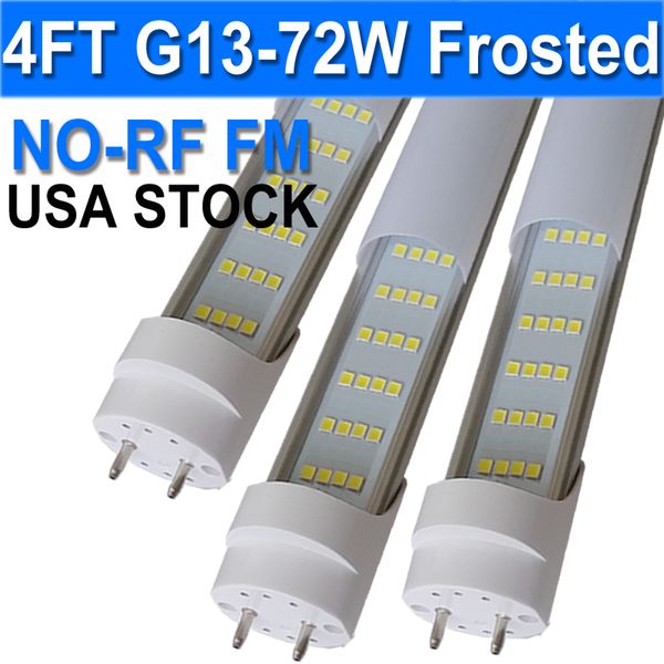 4 ft t8 LED tüp ışığı 72W G13 taban 4 sıralar 6500K Balast Bypass gerekli, çift uçlu, 72W yedek LED LED ışıkları, 7200 lümen, AC 85-277V USASTOCK