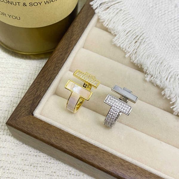 Designer Original Tiffays Micro eingelegtes Licht Luxus -Spleißen offener Ring Design Sinn kleiner und vielseitiger modischer eleganter Style Index Finger