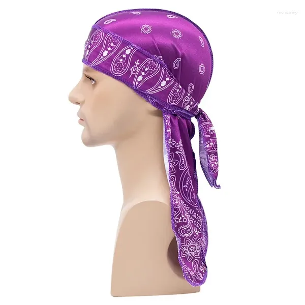 Bola Caps Hip-Hop Hat Silky Satin Durag Fashion Designer Bandana Long Tail Headwrap